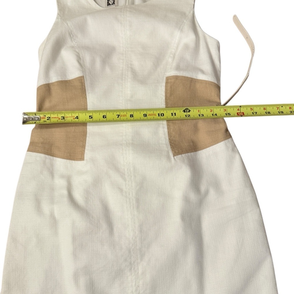 Anne Klein Cream and Tan Sheath Dress w/Belt  Size 2 - Picture 12 of 13